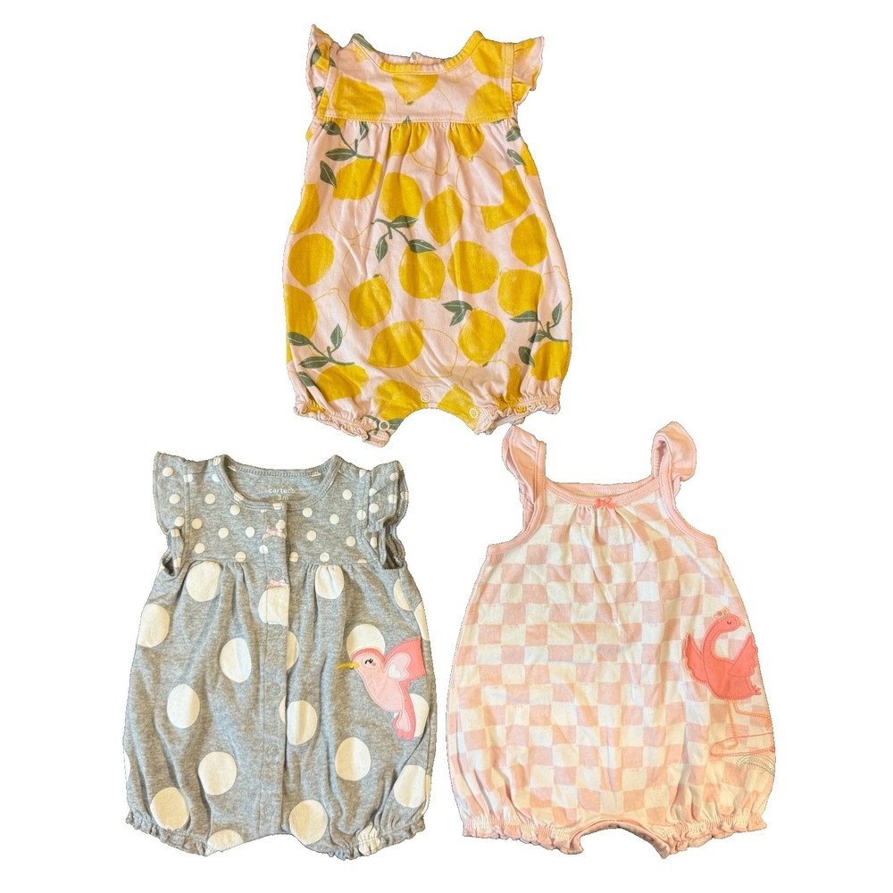 Carters‎ Baby Girl Clothes Lot 3 Months Rompers Outfits Summer 1 PC Shorts Lemon